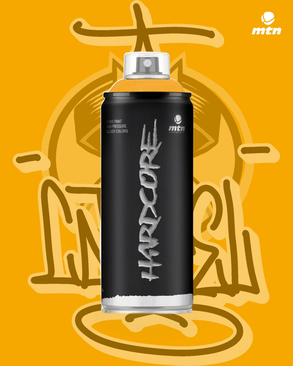 MTN Hardcore 400ml Medium Yellow RV-1028 spray paint can, Cartel Paint Supplies