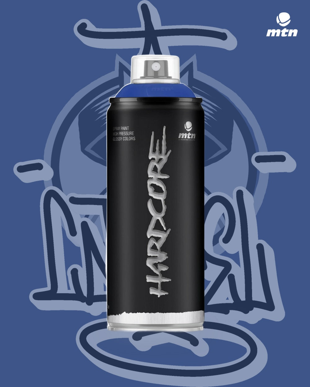 MTN Hardcore 400ml Babylon Blue RV-243 spray paint can, Cartel Paint Supplies