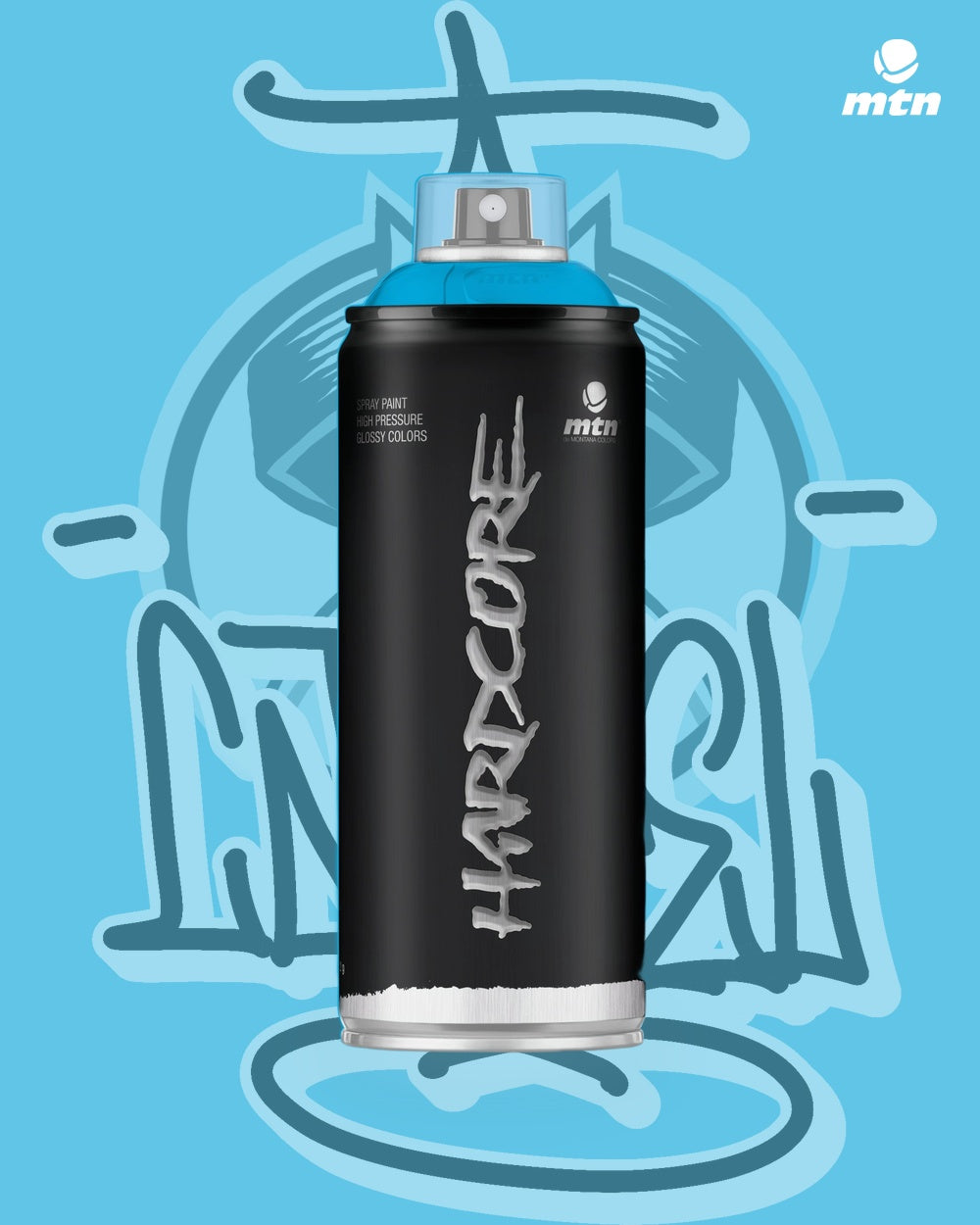 MTN Hardcore Spray Paint - Carlota Light Blue - 400ml spray paint can, Cartel Paint Supplies