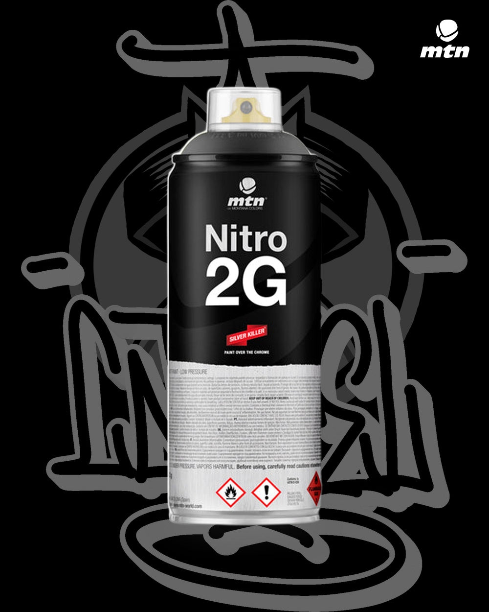 Nitro 2G 400ml Black spray paint can, Cartel Paint Supplies