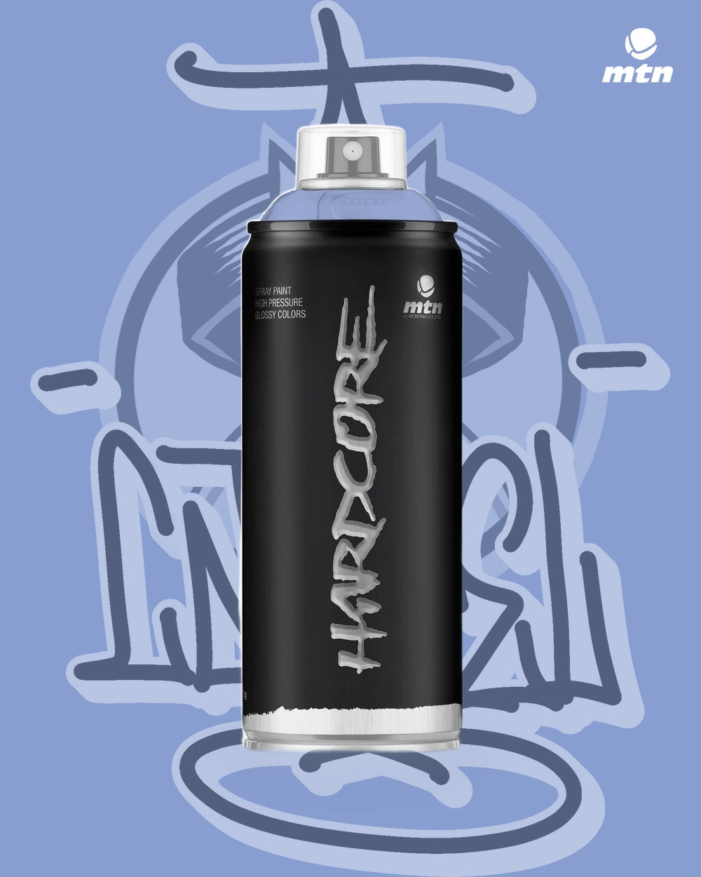 MTN Hardcore 400ml Hortensia Blue RV-351 spray paint can, Cartel Paint Supplies