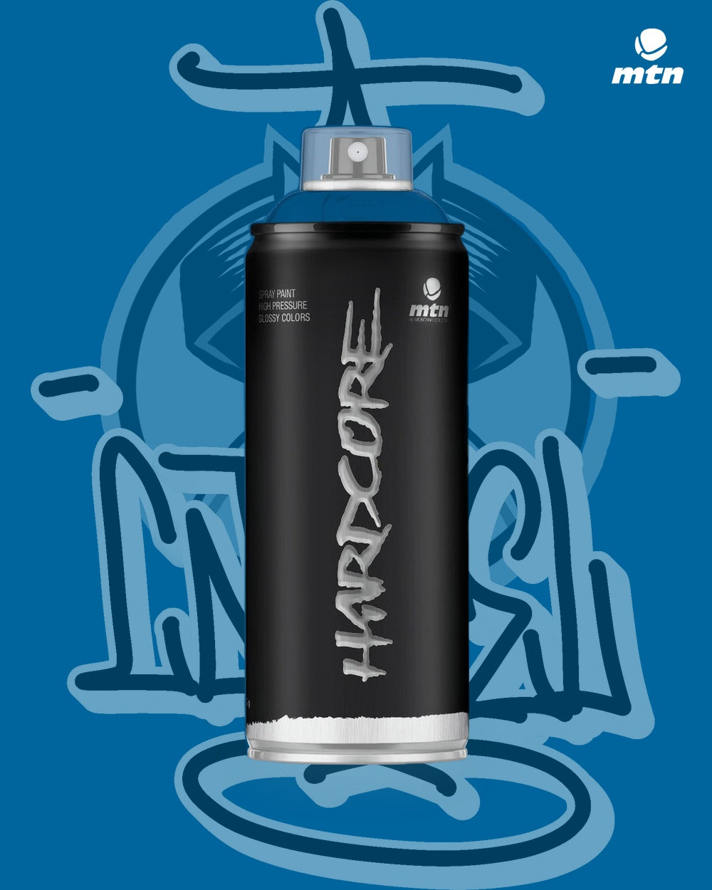 MTN Hardcore Dark Blue R-5005 spray paint can, Cartel Paint Supplies