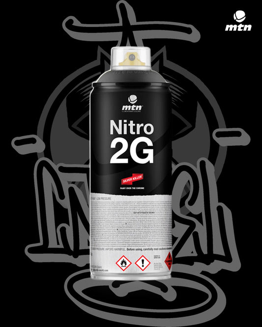 Nitro 2G 400ml Black spray paint can, Cartel Paint Supplies